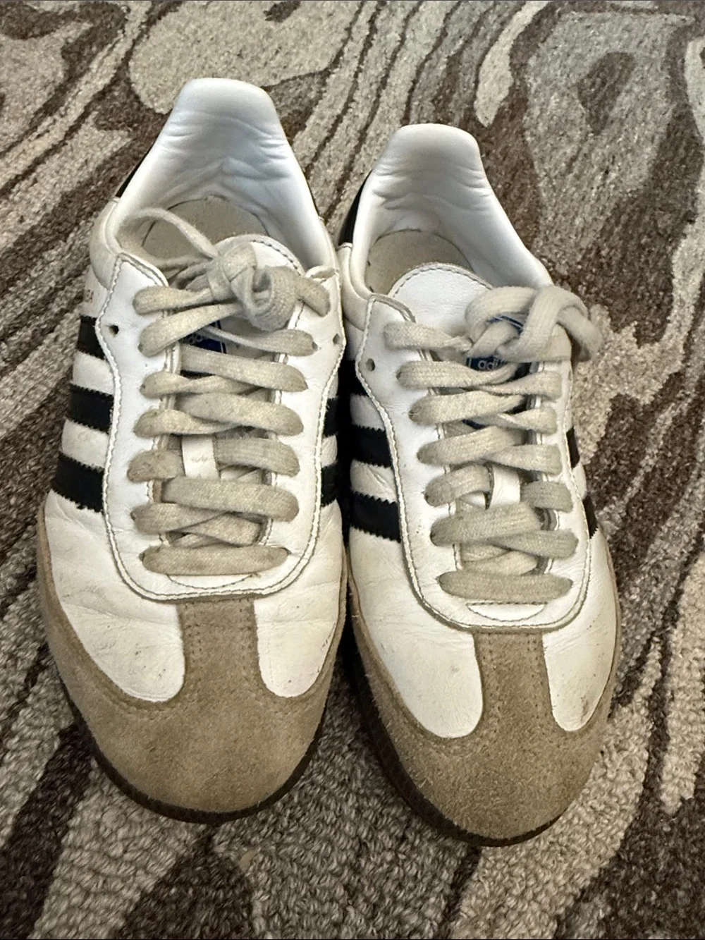 adidas sambas White Sneakers with Black Stripes and Suede Toe